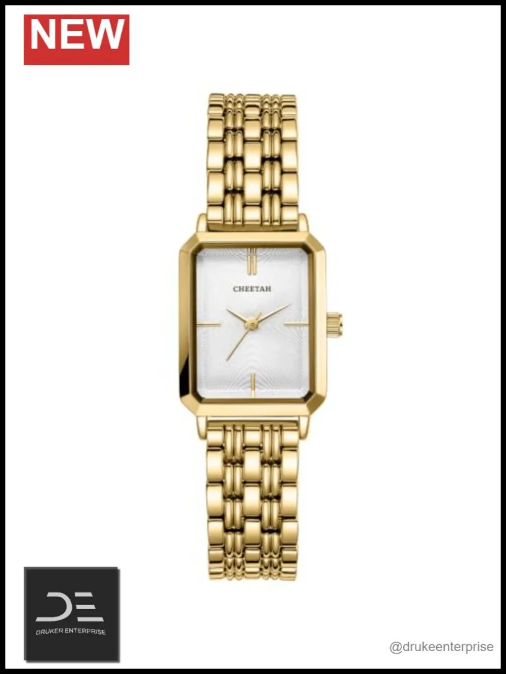 Dainty Women Two Tone Rectangular Stainless Steel Bracelet Watch